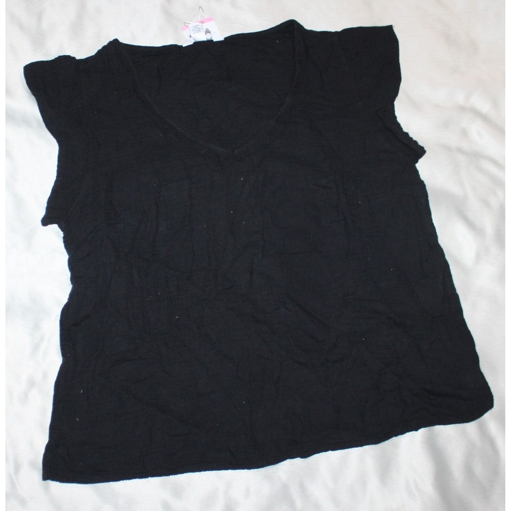 THREE DOTS DOUBLE GAUZE TOP PERIWINKLE BRAND black NEW size Small